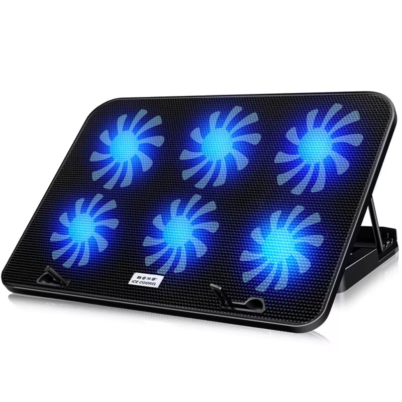COOLCOLD A9 RGB Gaming Laptop Cooler with 6 Fans and Dual USB Ports - Perfect for 13-18 Inch Laptops and MacBooks