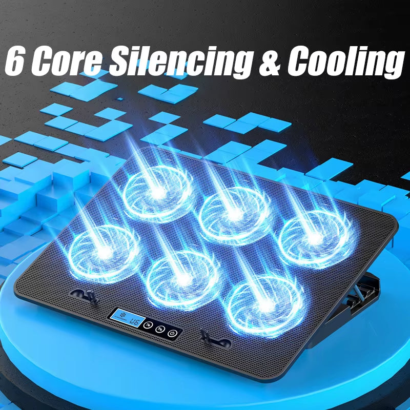 COOLCOLD A9 RGB Gaming Laptop Cooler with 6 Fans and Dual USB Ports - Perfect for 13-18 Inch Laptops and MacBooks