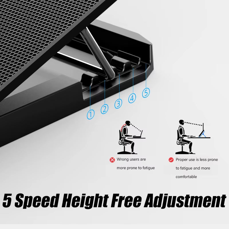 COOLCOLD A9 RGB Gaming Laptop Cooler with 6 Fans and Dual USB Ports - Perfect for 13-18 Inch Laptops and MacBooks