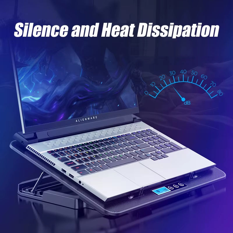 COOLCOLD A9 RGB Gaming Laptop Cooler with 6 Fans and Dual USB Ports - Perfect for 13-18 Inch Laptops and MacBooks