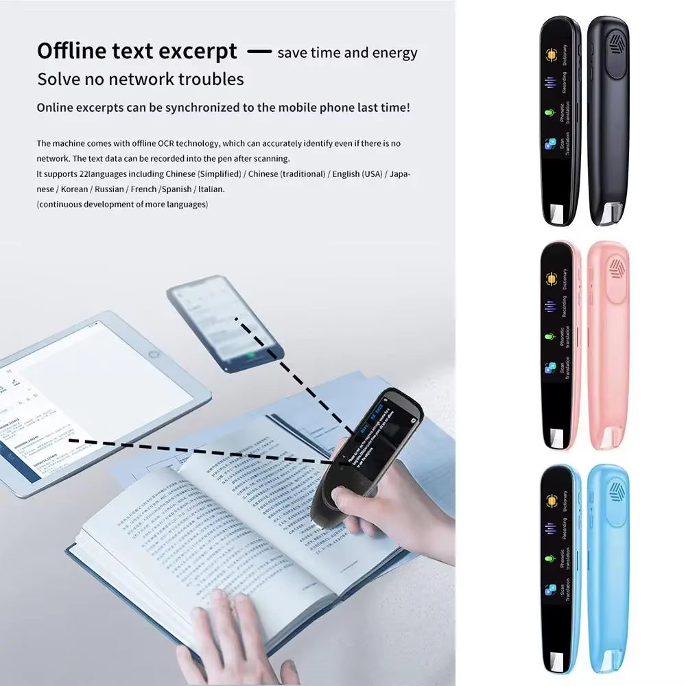 Advanced AI Scan Reader: Portable Voice Translation Pen with Wi-Fi for 112 Languages, Designed for Dyslexia and Autism Assistance