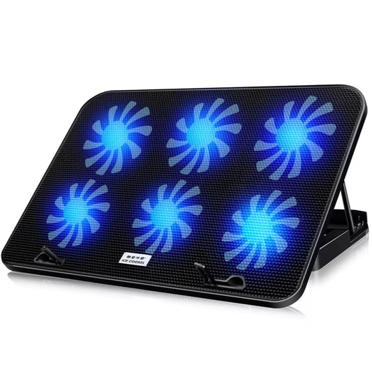 COOLCOLD A9 RGB Gaming Laptop Cooler with 6 Fans and Dual USB Ports - Perfect for 13-18 Inch Laptops and MacBooks