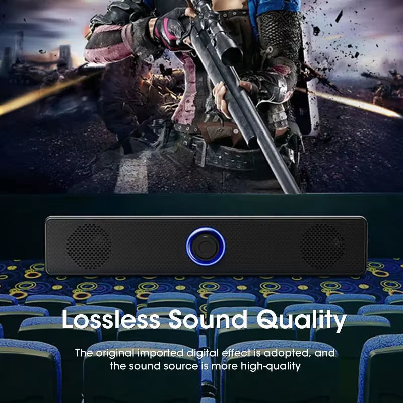 Wired USB Bluetooth Computer Speaker with 3D Surround Sound and Deep Bass for Home Audio and PC Music