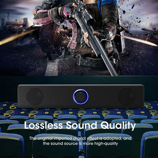 Wired USB Bluetooth Computer Speaker with 3D Surround Sound and Deep Bass for Home Audio and PC Music