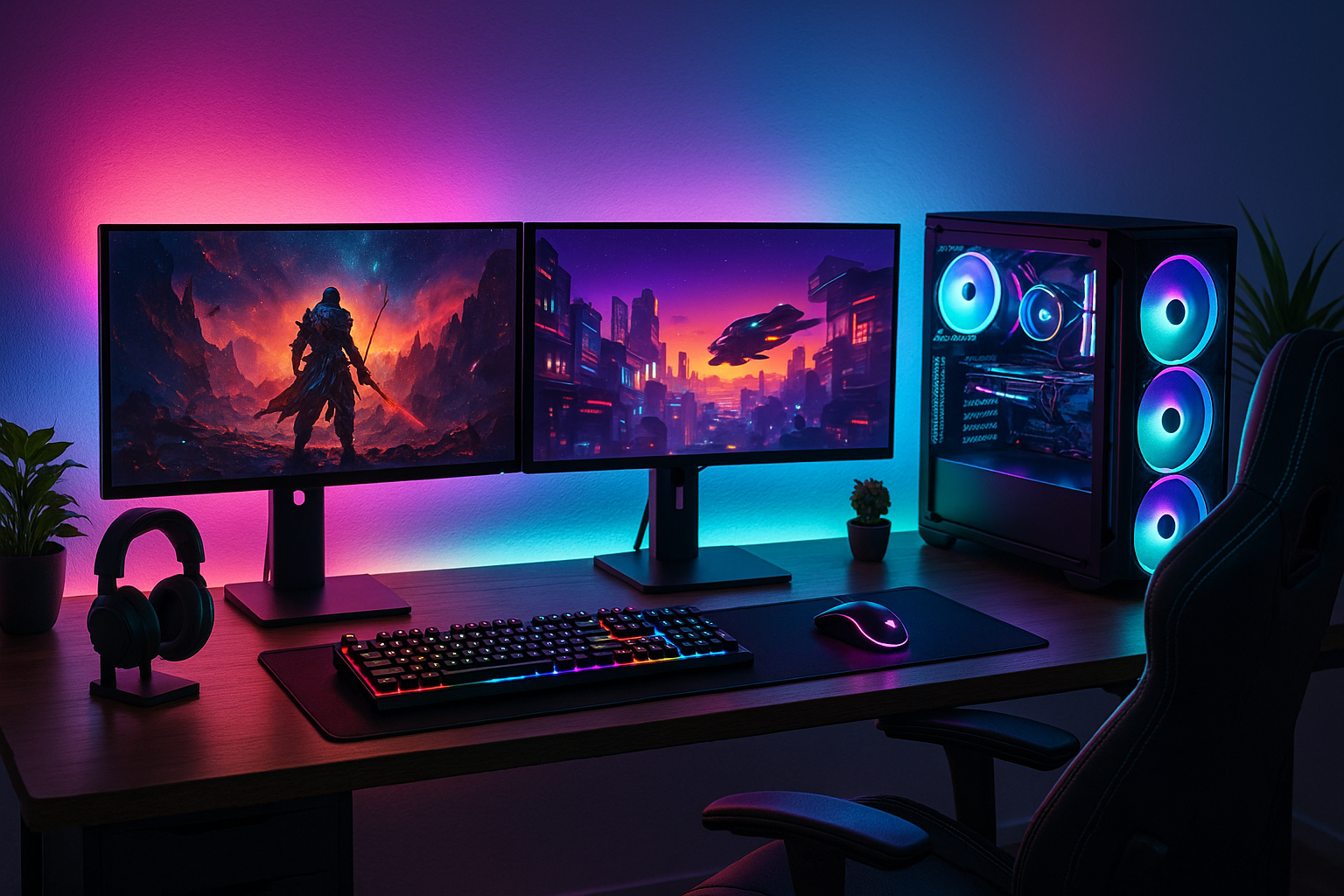 Aesthetic gaming computer setup 