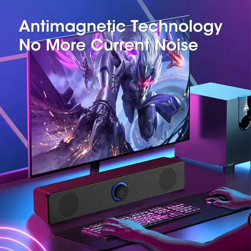 Wired USB Bluetooth Computer Speaker with 3D Surround Sound and Deep Bass for Home Audio and PC Music
